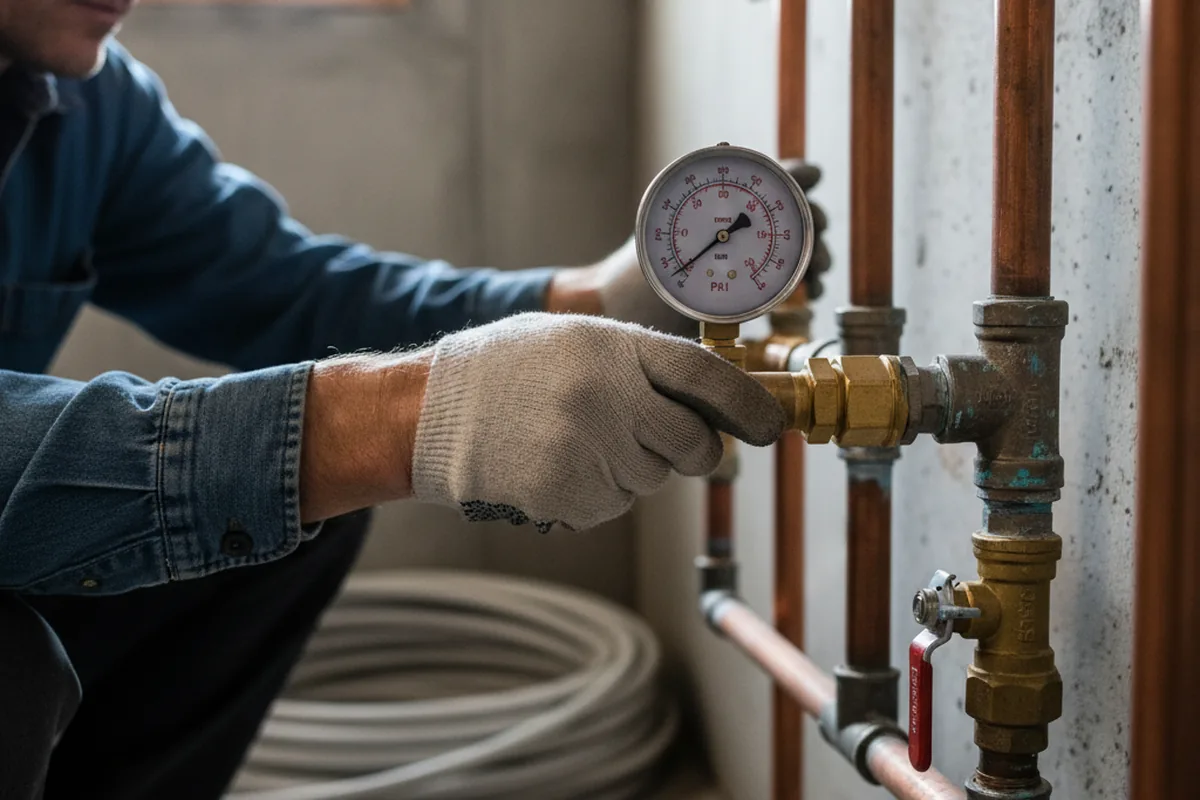 Pressure testing a repaired line during Water Line Repair in Ocklawaha